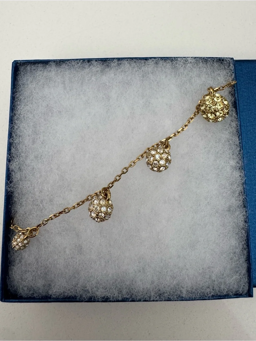 Swarovski Gold Plated Bracelet with Crystal Pavé Sphere Charms
